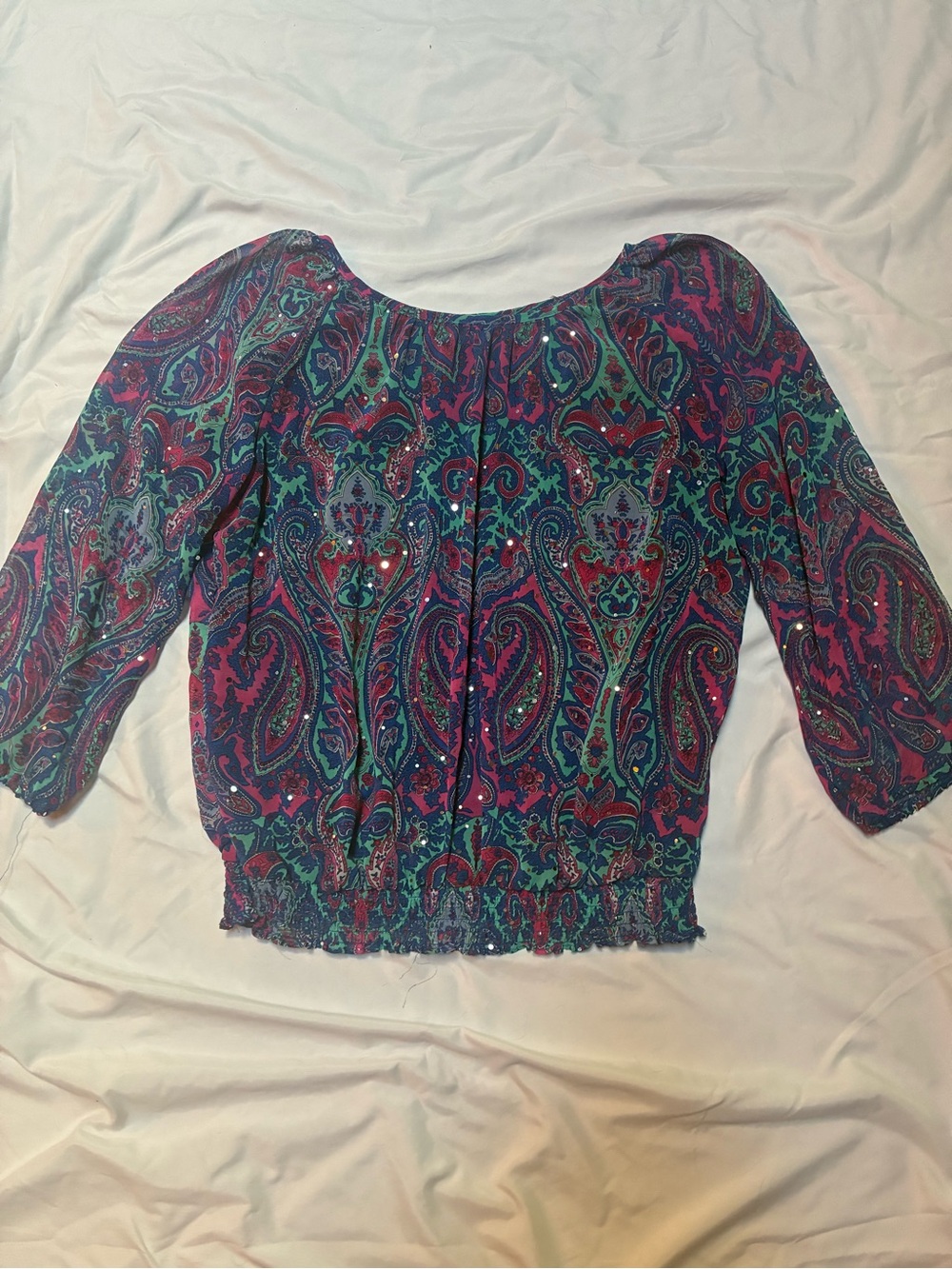 Cathy Daniel’s Women’s Colorful Patterned Shirt with Sparkles